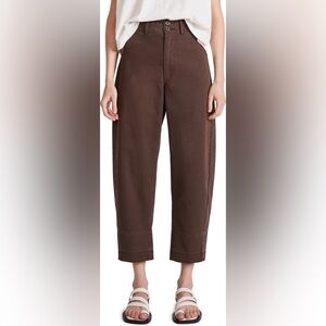 Apiece Apart Mari Cotton Barrel Pants Chocolate Brown Size 12 Cropped High-waist